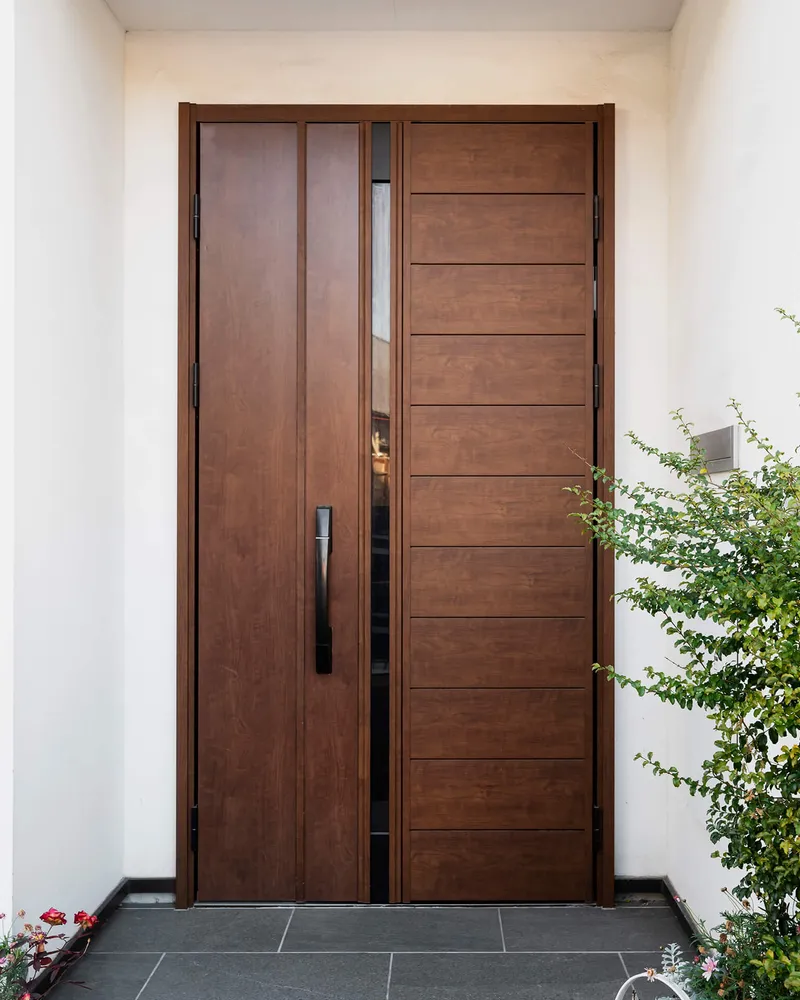 Internal and external side of the front door